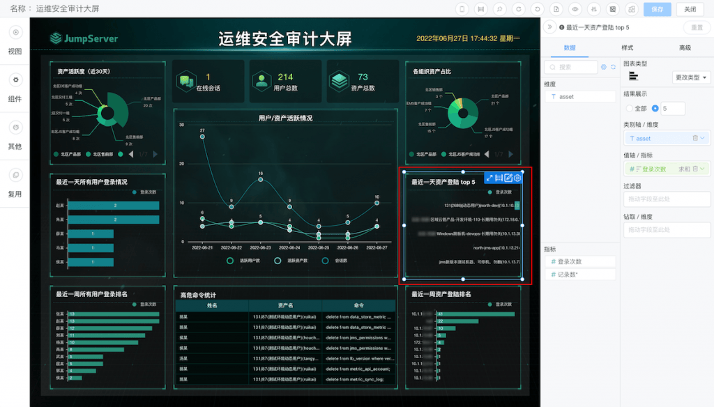 模板学堂丨JumpServer安全运维审计大屏