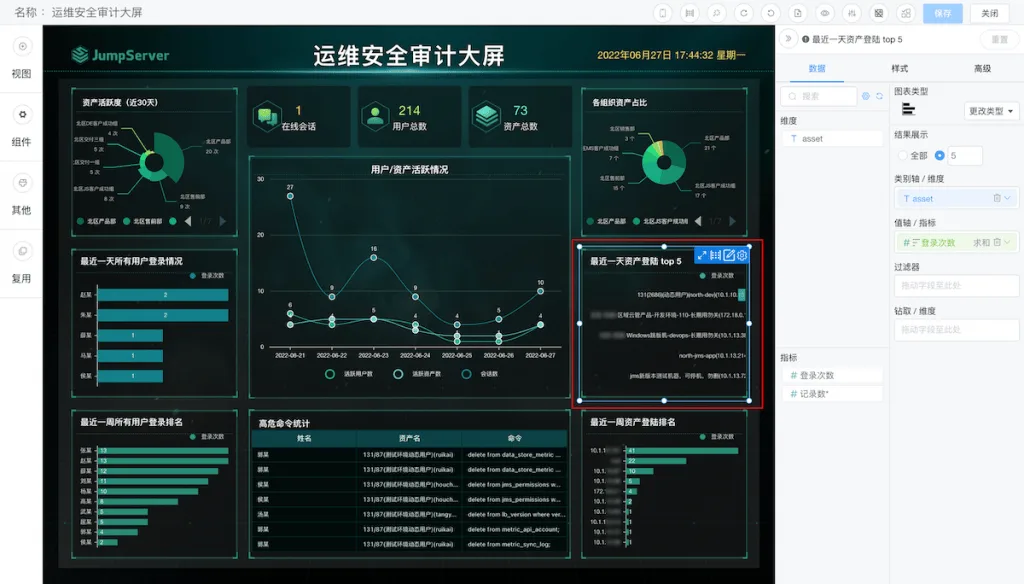 模板学堂丨JumpServer安全运维审计大屏